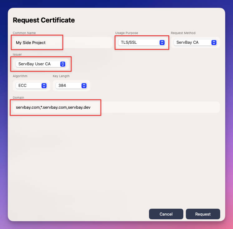 Solicitar un certificado SSL a través de ServBay