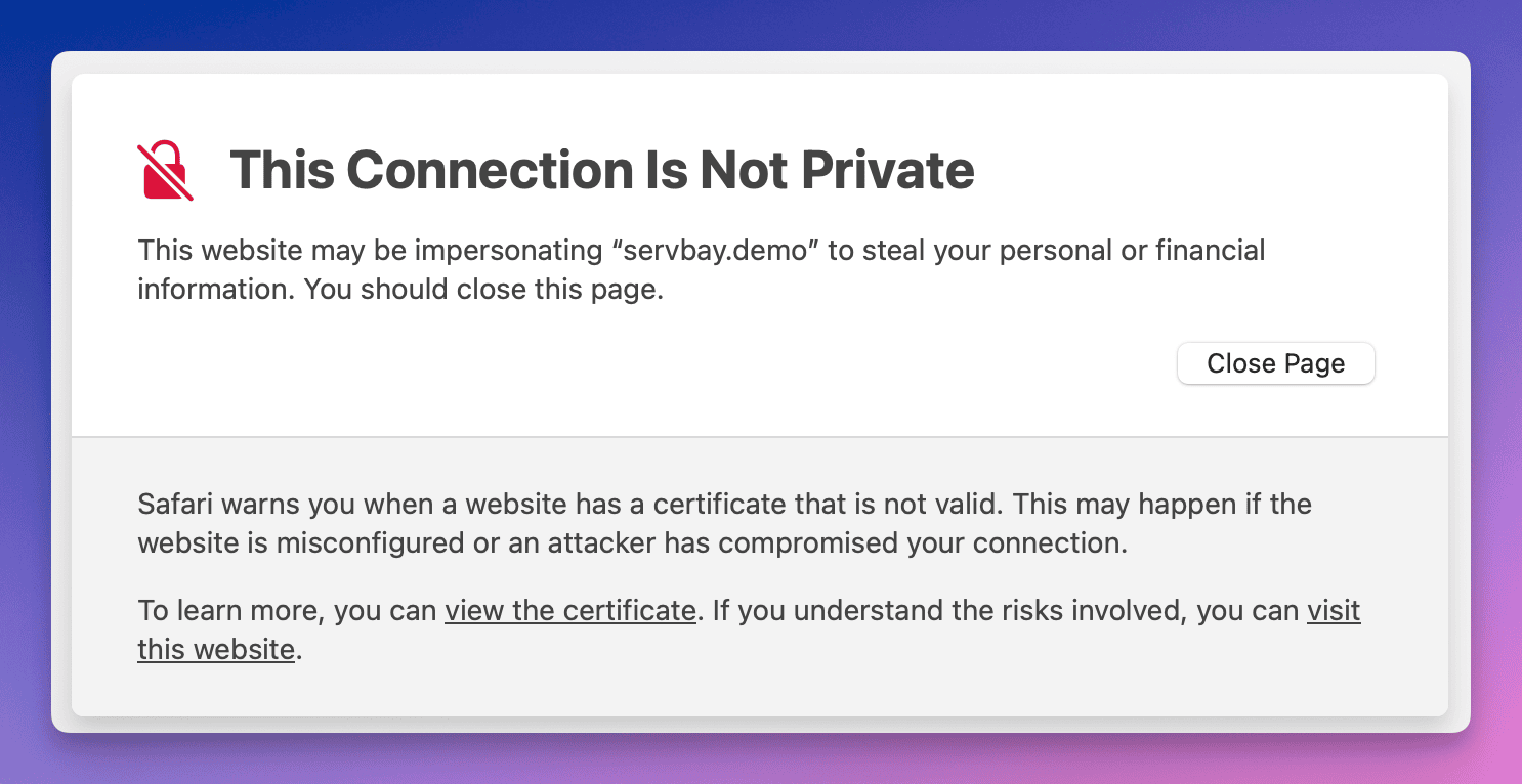 Utilizzo di certificati SSL autofirmati