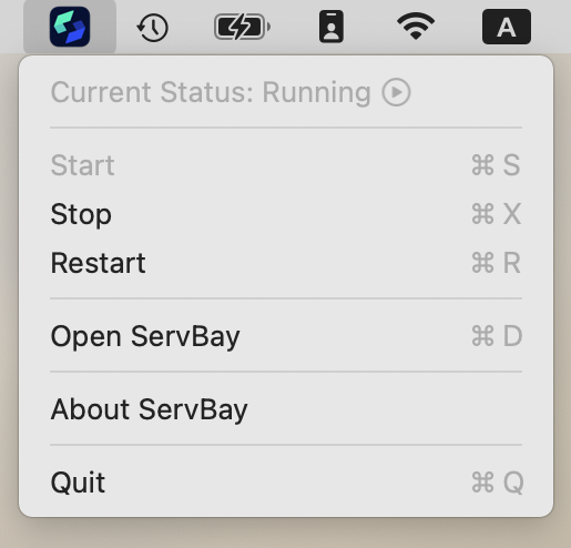 Icône de la barre de menus ServBay